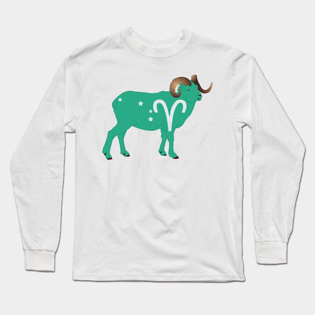 Aries (Jungle Green) Long Sleeve T-Shirt by ziafrazier